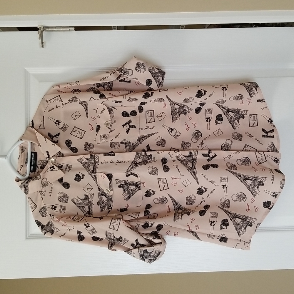 Karl Lagerfeld Pink Paris Printed buttoned blouse Size S